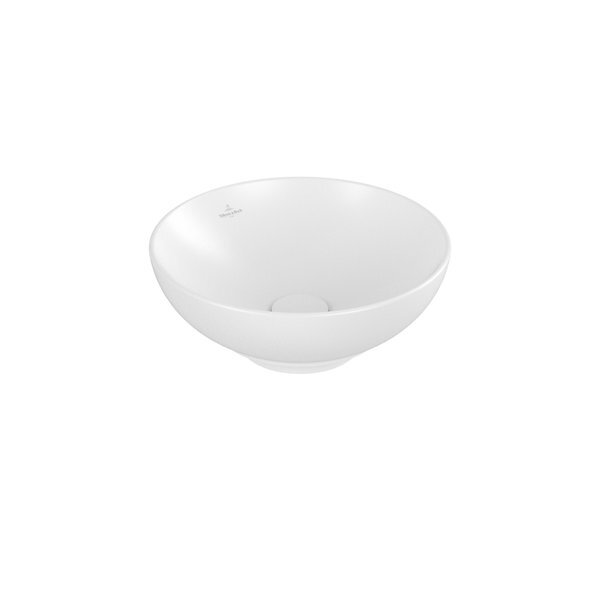 Villeroy & Boch Loop & friends opzetwastafel 38cm rond met overloop CeramicPlus stone white 4A4500RW