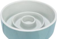 Trixie Voerbak - Anti Schrokbak - Slowfeeding - Keramiek - Grijs/Blauw - 14X14 cm - 450 ML