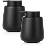 Hanamura Zeepdispenser – 2 Stuks - Zeeppompje vrijstaand – 2x 320 ml - Zwart - Keramiek