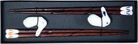 JADE TEMPLE Set eetstokjes met konijnenbankje - 1 set