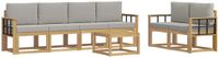 vidaXL - Buiten - bank - set - 7 - st - Wit - en - Lichtgrijs - Polyester