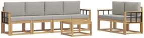 vidaXL - Buiten - bank - set - 7 - st - Wit - en - Lichtgrijs - Polyester