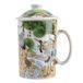 lachineuse - Chinese theepot - wensen voor een lange levensduur - theemok | Porselein - Met Infuser & Deksel - Chinees Schilderen Vogels van Levensduur - Traditioneel Servies - Thee Cadeau Idee
