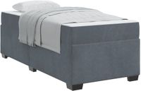 vidaXL Cadre de lit avec matelas, tissu, gris foncé, 90 x 190 cm