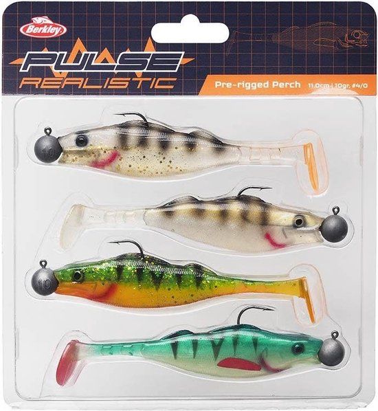 Berkley Pulse Realistic Perch Pre-Rigged 11cm - 10gr (4 pcs) - Assorted
