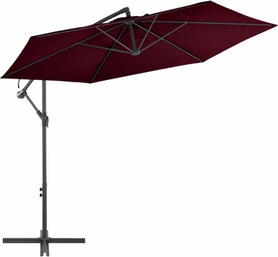 vidaXL Zweefparasol met aluminium paal 300 cm bordeauxrood