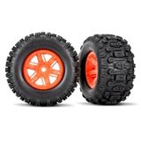 Traxxas - Pneus et roues, assemblés, collés (roues orange X-Maxx, pneus Sledgehammer, inserts en mousse) (gauche et droite) (2) (TRX-7774T)