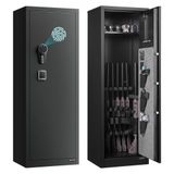 VEVOR Armoire à 8-10 fusils, coffre-fort pour armes à feu verrouillage par empreinte digitale mot de passe et clés, avec 3 poches pour pistolets et supports réglables, pour domicile, assemblage requis