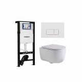 Geberit QeramiQ Dely Swirl Toiletset - 36.3x51.7cm - Geberit UP320 plieger inbouwreservoir - slimzitting - glans witte bedieningsplaat - rechthoekige knoppen - glans wit