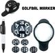 Stripe Golfbal Marker 6-in-1 Zwart met Letters, Figuren en Marker Stift