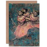 Edgar Degas Drie Dancers In Rood Kostuum Fijn Kunst Groeting Card Plus Envelop Blank Binnenkant T nzer