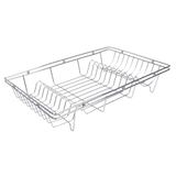EQUINOX Afdruiprek, roestvrij staal, verchroomd – afdruiprek om neer te zetten L 48 cm x B 32 cm x H 8 cm van verchroomd roestvrij staal – tot 20 borden, zilverkleurig