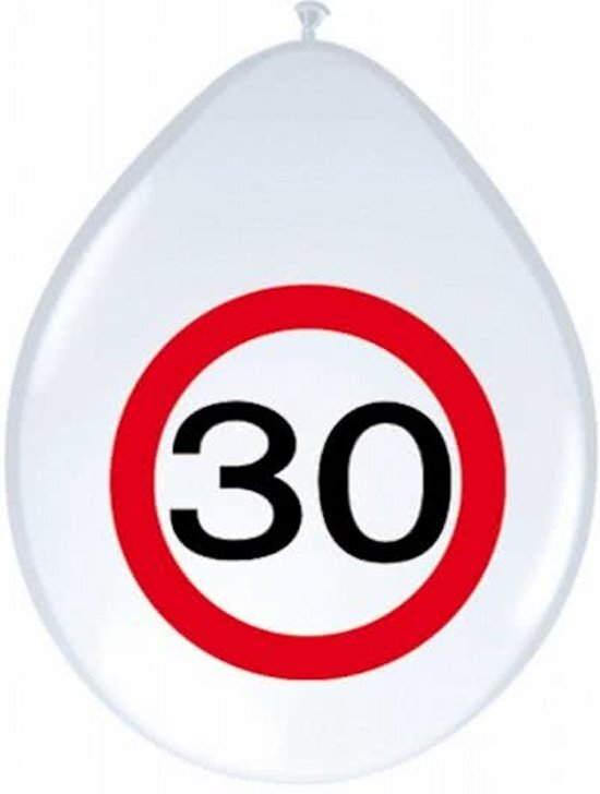 Folat Ballonnen Verkeersbord - 30 jaar, 8st.