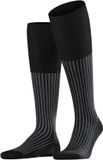 FALKE Oxford Stripe geribbeld speciale schittering katoen kniekousen heren zwart - maat 41-42