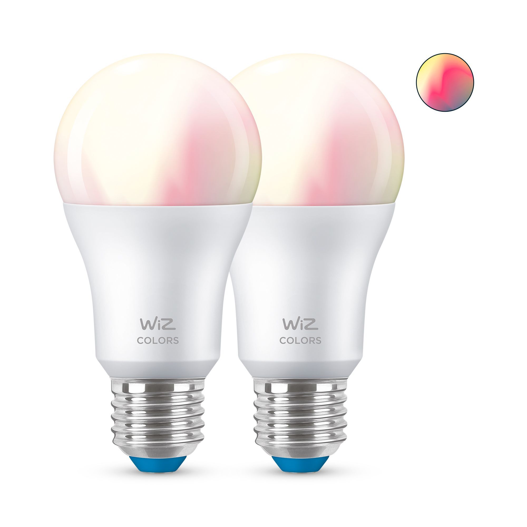 WiZ Smart LED Lamp - E27 - A60 - 8W (60W Equivalent) - Multi Color - 2 Pack