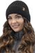 Vivisence Dames Wintermuts - Geribde Gebreide Stof Met Omgeslagen Rand Zonder Fleecevoering Met Eco Leren Patch Met Logo - Zwart