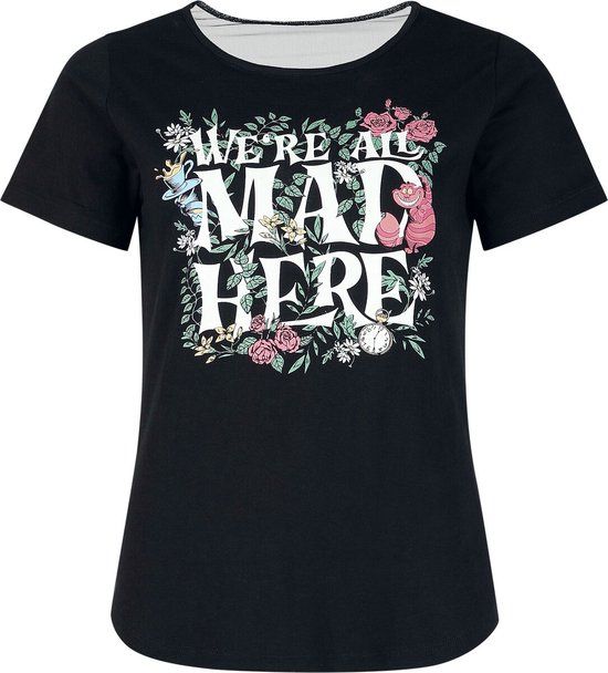 Alice In Wonderland We Are All Mad Dames T-shirt - zwart - S