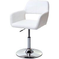 Eetkamerstoel HWC-A50 III, stoel keukenstoel, retro jaren 50, kunstleer ~ wit, voet chroom