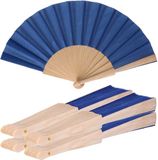 Ventilateur espagnol - 5x - bleu - 42 x 23 cm - bois - rafraîchissant - éventail à main