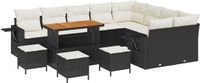vidaXL Tuinbank Set 13-delig Zwart Polyrattan