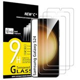 NEW'C 3 Stuks, Screen Protector voor Samsung Galaxy S24 5G, Gehard Glass Schermbeschermer Film 0.33 mm ultra transparant, ultra resistent