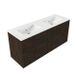 Saniclass Holz Frame Badkamermeubelset - 140x45x62cm - Vygo keramische wastafel wit - 2 wasbakken - zonder kraangaten - 4 lades - glans eiken charcoal (hout) SW1578615/SW773929