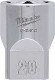 Milwaukee Accessoires Milwaukee 4932480018 ½˝ drive chroom doppen met FOUR FLAT™ zijden 1/2 Drive Socket Metric Standard - 20 mm
