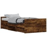 vidaXL Bedframe met hoofdeinde en voeteneinde, gerookt eikenhout, 90x200 cm