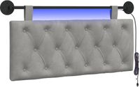 vidaXL Hangend Hoofdbord Lichtgrijs Fluweel