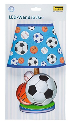 Idena 31255 - LED muursticker lamp voetbal, met lichtsensor, ca. 31 x 18 cm, ideaal als nachtlampje voor de kinderkamer