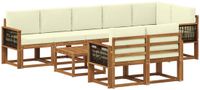 vidaXL - Hoek loungeset - 8 zitplekken - Polyester - Natuurlijk en crème