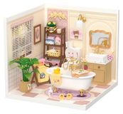 DIY Miniature Dollhouse - Puzzle 3D - Modèle Pop-Bubble Salle de bain - Bois - Éclairage LED - 160 Pièces - Âge 14+ - 163 x 163 x 152 mm