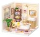 DIY Miniature Dollhouse - Puzzle 3D - Modèle Pop-Bubble Salle de bain - Bois - Éclairage LED - 160 Pièces - Âge 14+ - 163 x 163 x 152 mm