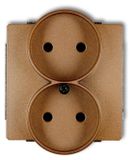 DECO prise double, dessus/dessous, or métallisé, 8DGPR-2p