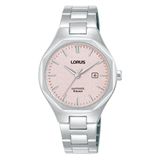 Lorus dames horloge zilverkleurig staal roze wijzerplaat analoog RH749BX9