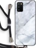 Case Company Hoesje met koord geschikt voor Samsung Galaxy A03S - Witte marmer