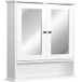 Armoire de salle de bain avec miroir, portes et étagères réglables, miroir en verre, armoire murale avec miroir, 56 x 13 x 58 cm, blanc