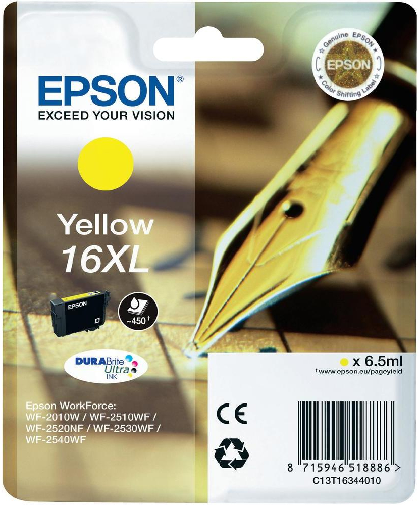 Epson Pen and crossword Singlepack Yellow 16XL DURABrite Ultra Ink single pack / geel