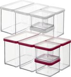 Rotho voorraadpotten set LOFT, 5 stuks, transparant / rood