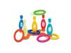 Ensemble de jeu 2-en-1 de quilles et de lancer d'anneaux pour enfants, plastique PP durable, activités intérieures et extérieures amusantes