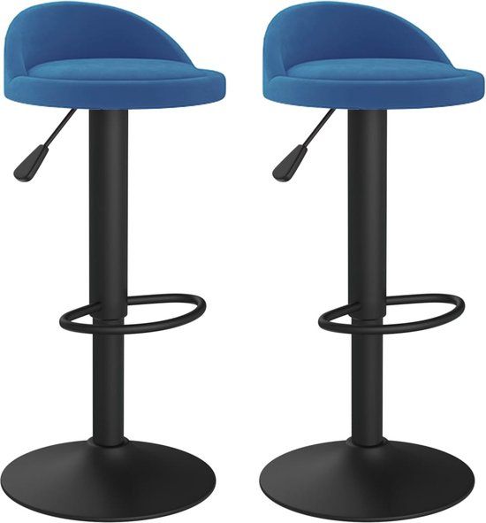 vidaXL Barkrukken - 2 stuks - fluweel - blauw