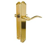 Amig Deurklinkset met plaat - 8 mm vierkante spindel - 256 x 48 mm - Staal - Mat messing afwerking