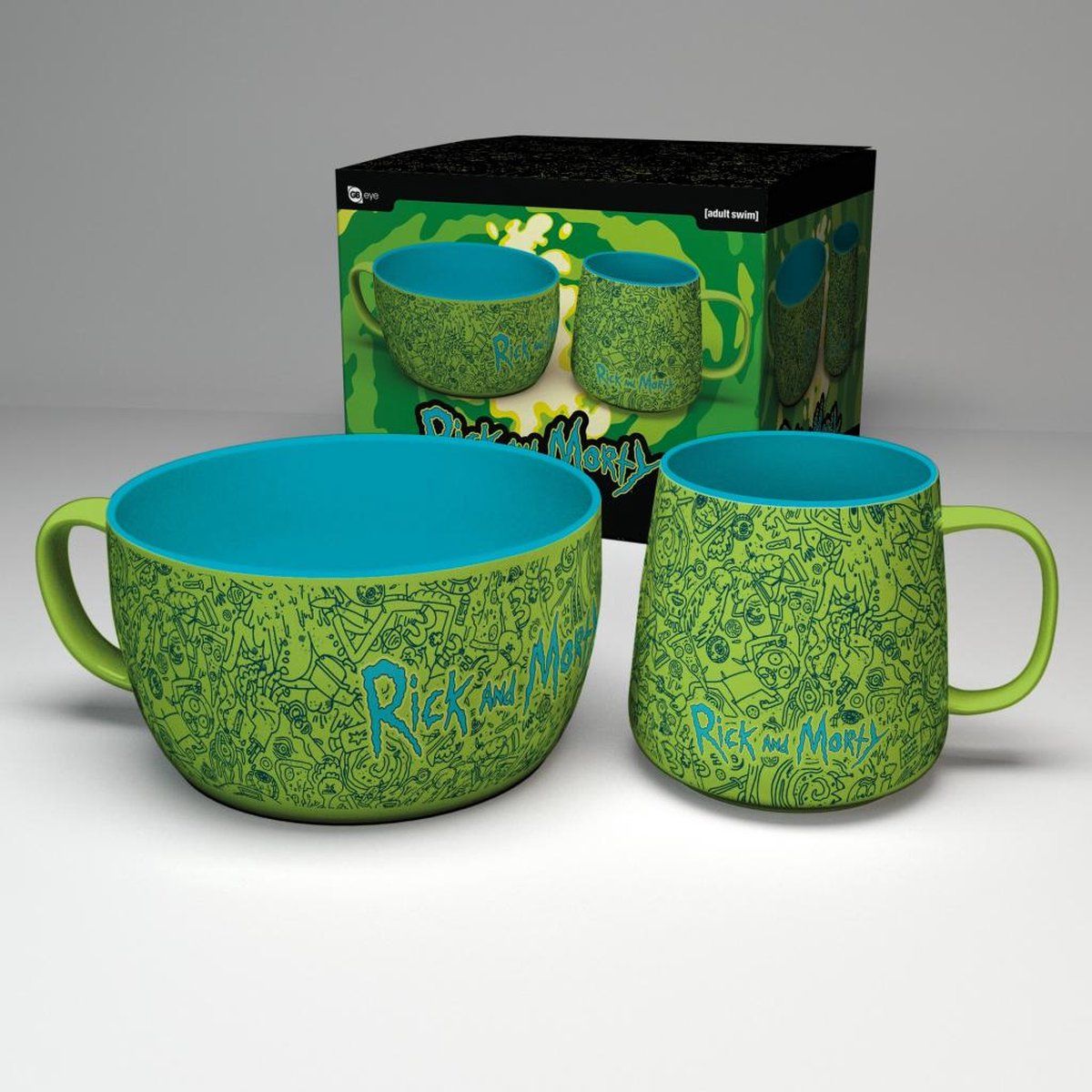 GB eye RICK & MORTY - Pattern - Breakfast Set Bowl 850ml & mug 380ml