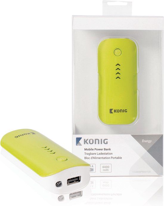Konig 4400 mAh powerbank voor iPhone en andere smartphones - Groen