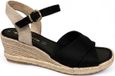 Tamaris - Dames - Sandalen - Zwart - Sleehak - Espadrilles - Maat 41