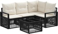 vidaXL Tuinbankenset 5-delig Zwart Polyrattan