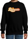 Bellatio Decorations Princess met kroontje Koningsdag sweater zwart - kinderen - Kingsday outfit / kleding / trui 98/104