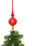 Krebs Luxe kerst piek - 28 cm - Glas - Rood/Goud