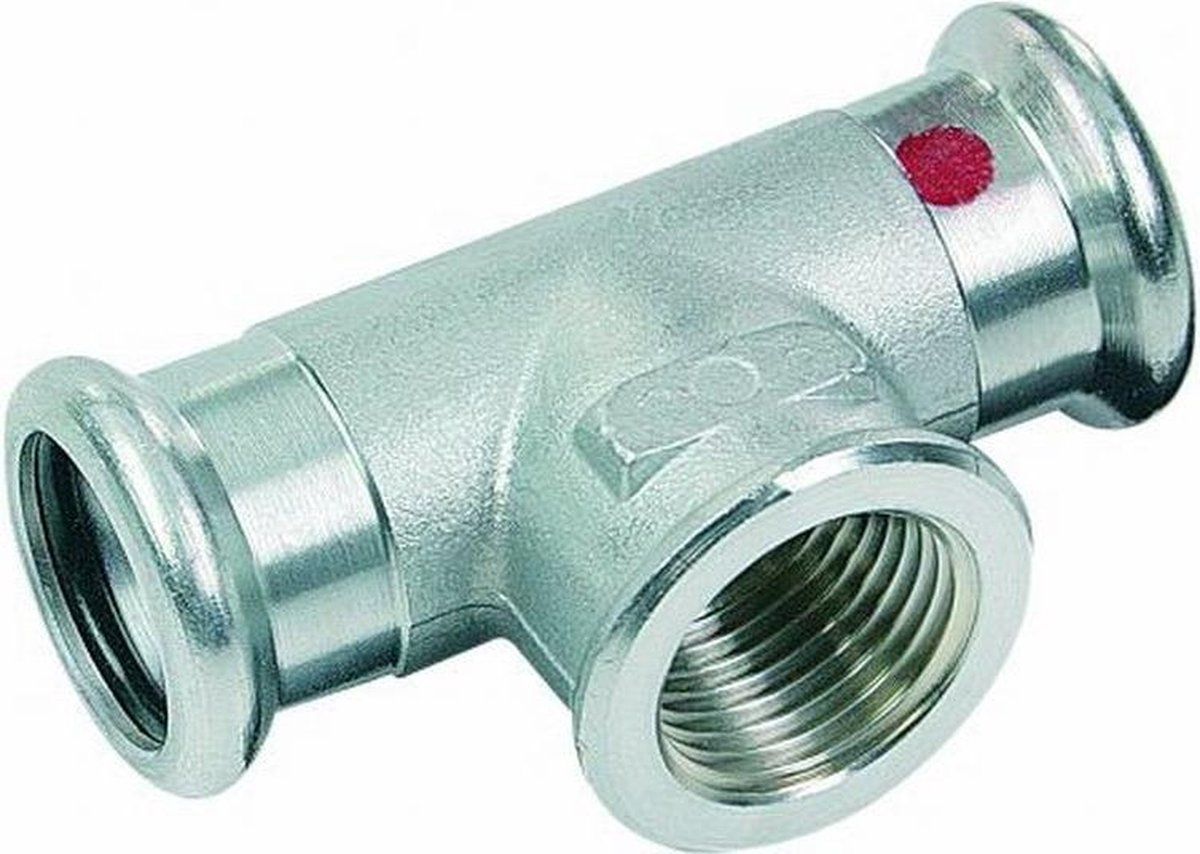 Bonfix C-staal M 15mm persfitting T-stuk met 1/2inch binnendraad 15x1/2x15mm FxRpxF