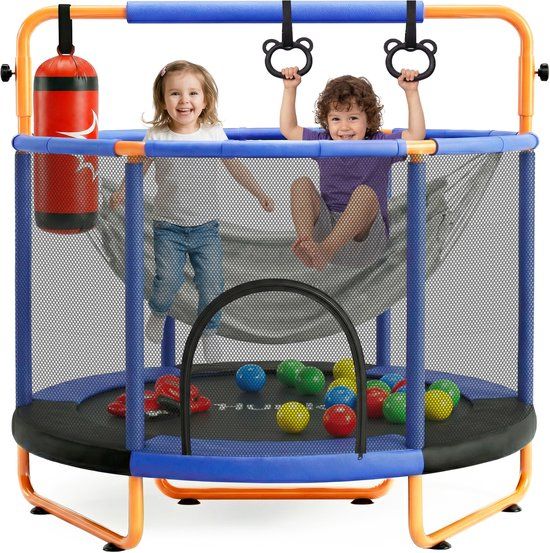 Hurtle Trampoline voor Kinderen - 140 cm - Mini Trampoline met Veiligheidsnet - Blauw